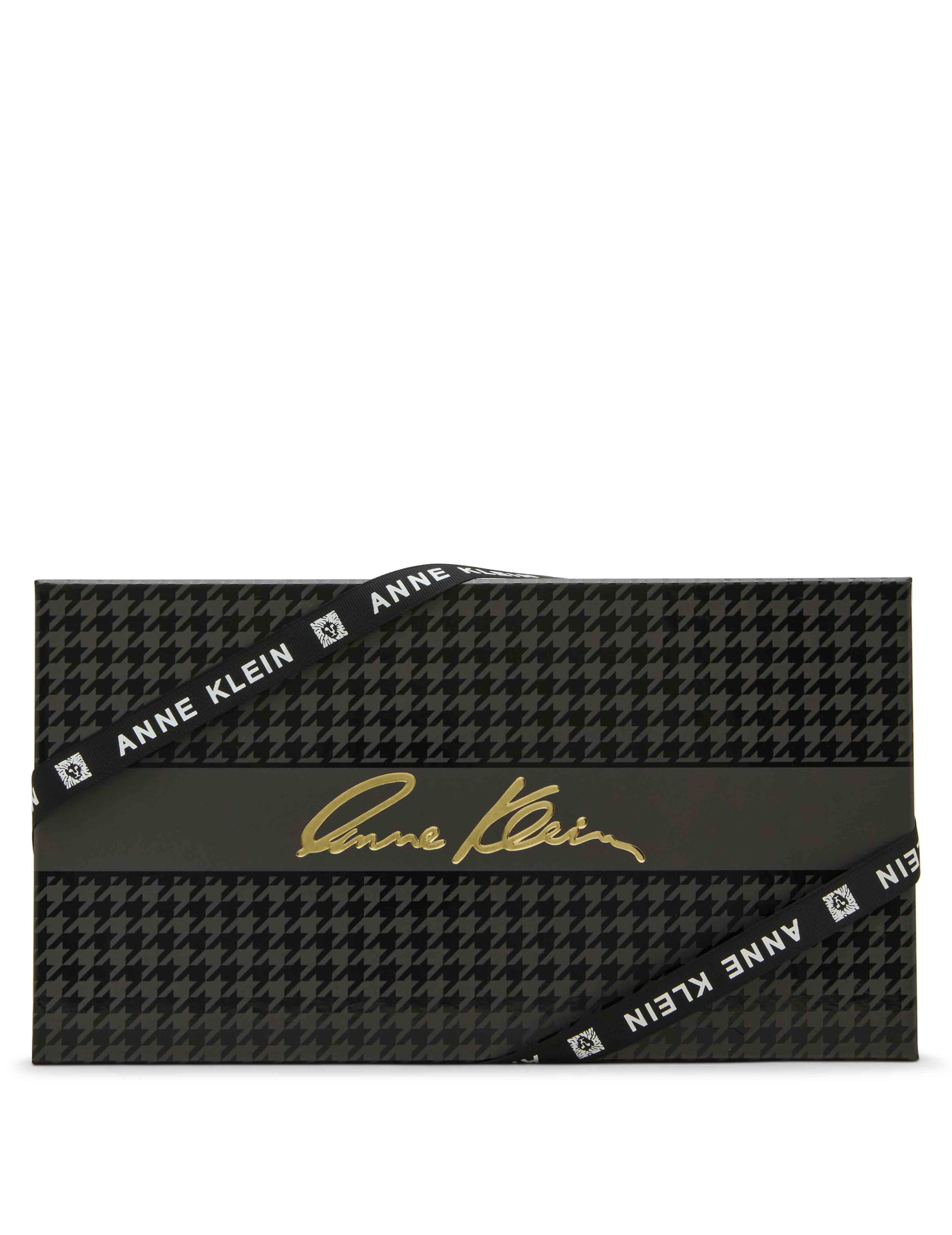 2 Piece Gift Set with Flap Crossbody and Bifold Wallet - Anne Klein Black Quilted