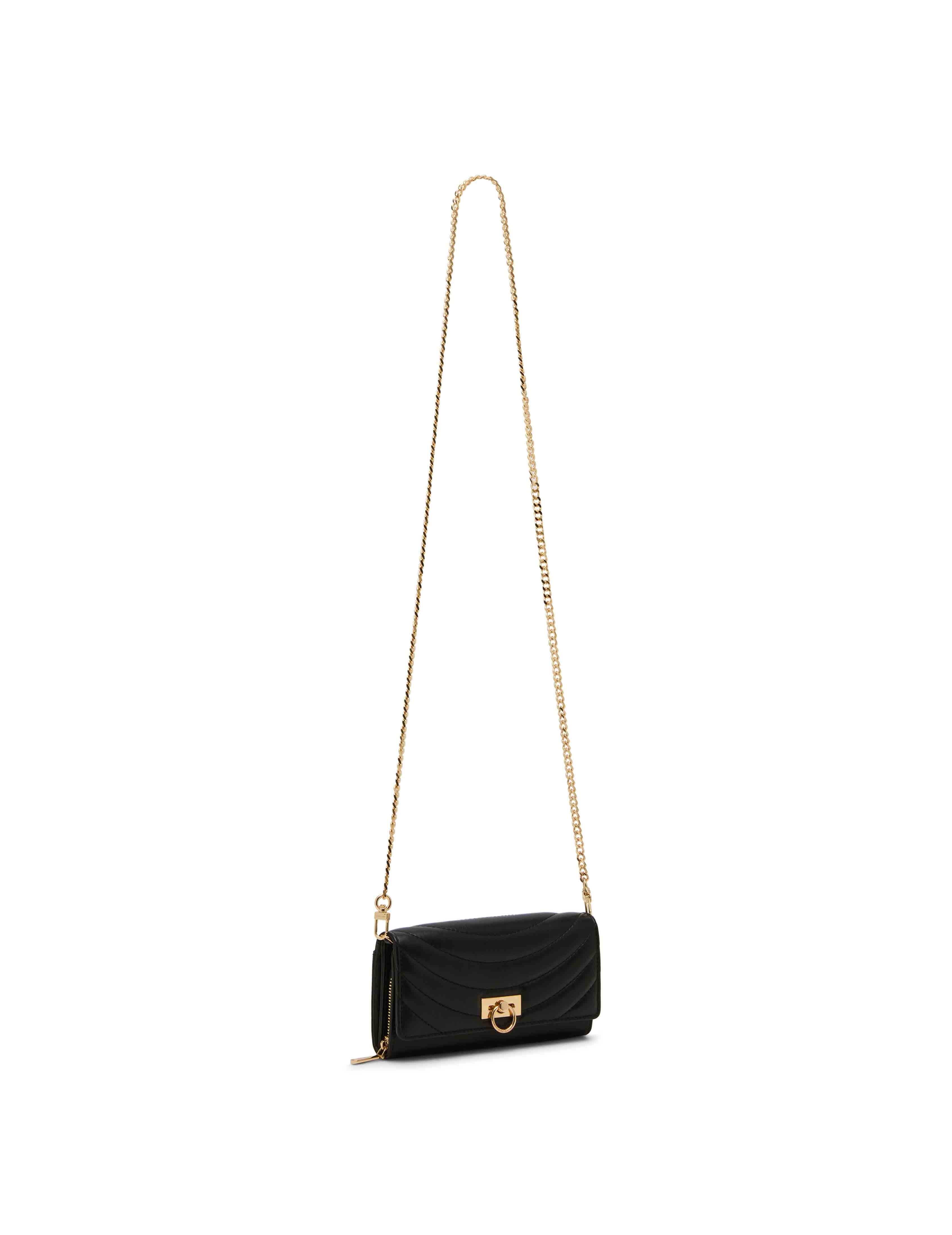 2 Piece Gift Set with Flap Crossbody and Bifold Wallet - Anne Klein Black Quilted