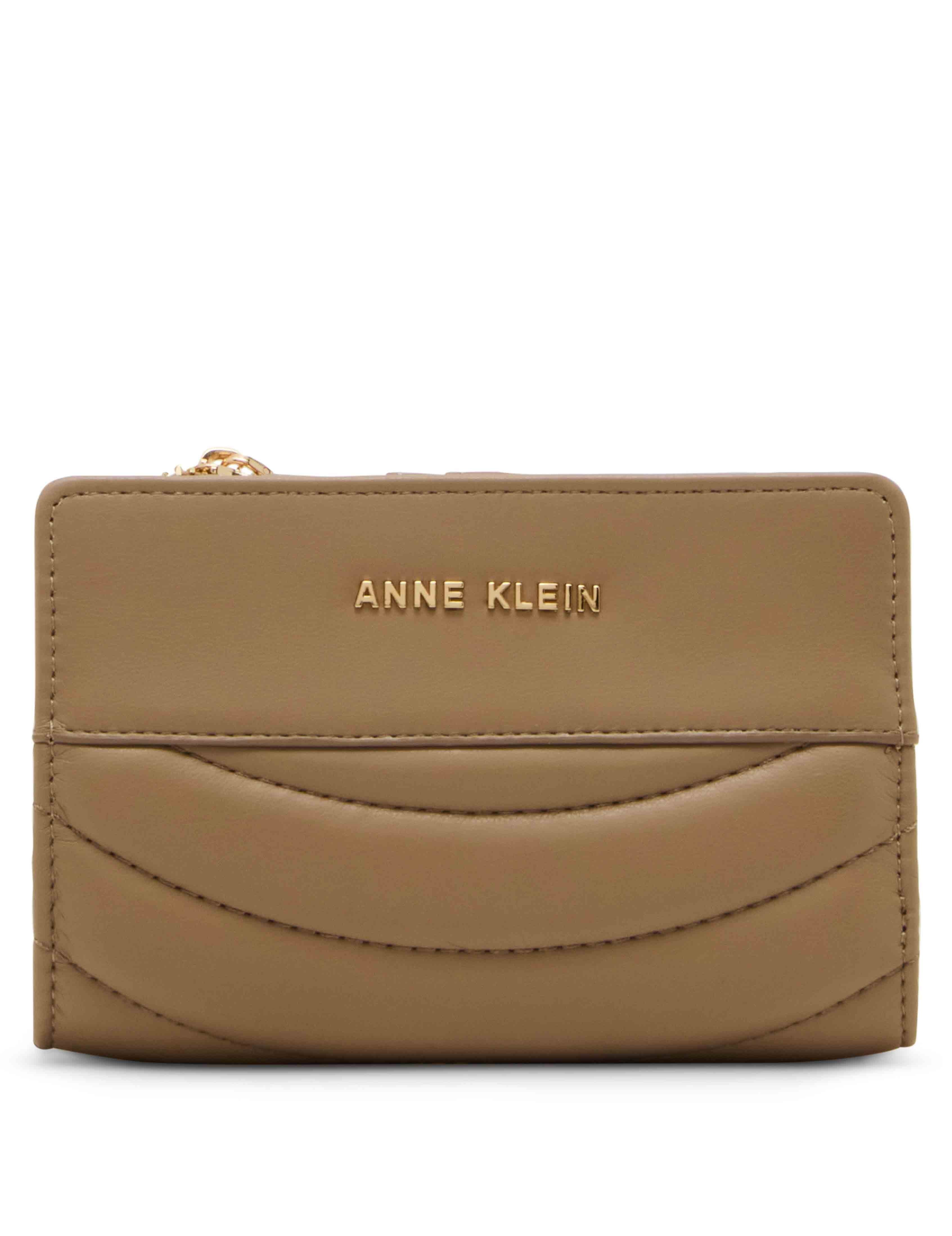 2 Piece Gift Set with Flap Crossbody and Bifold Wallet - Anne Klein Truffle Quilted