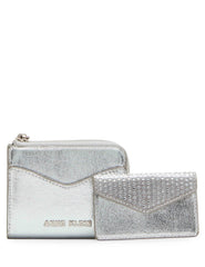 2 Piece Envelope Flap Curved Wallet With Rhinestones - Anne Klein