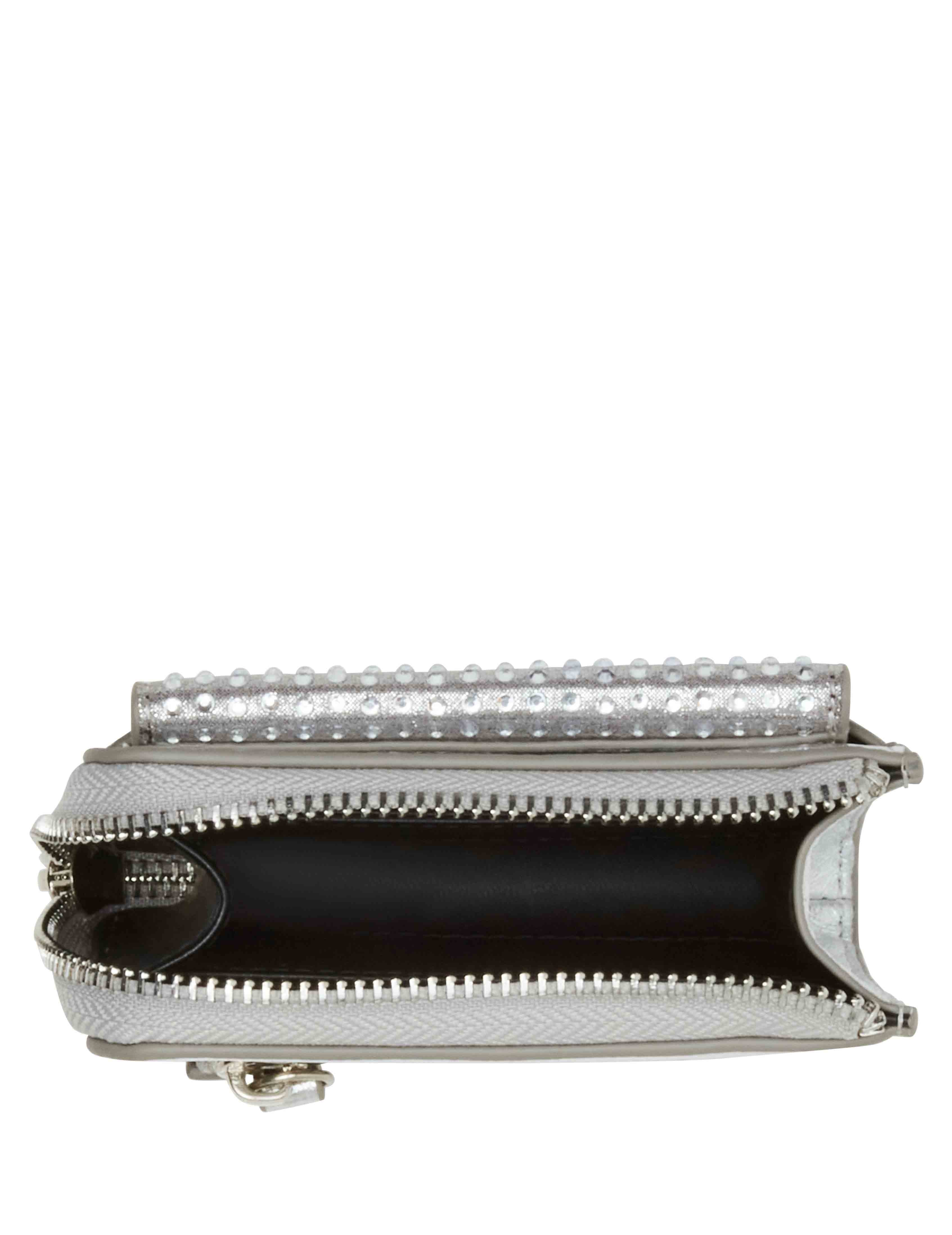 2 Piece Envelope Flap Curved Wallet With Rhinestones - Anne Klein