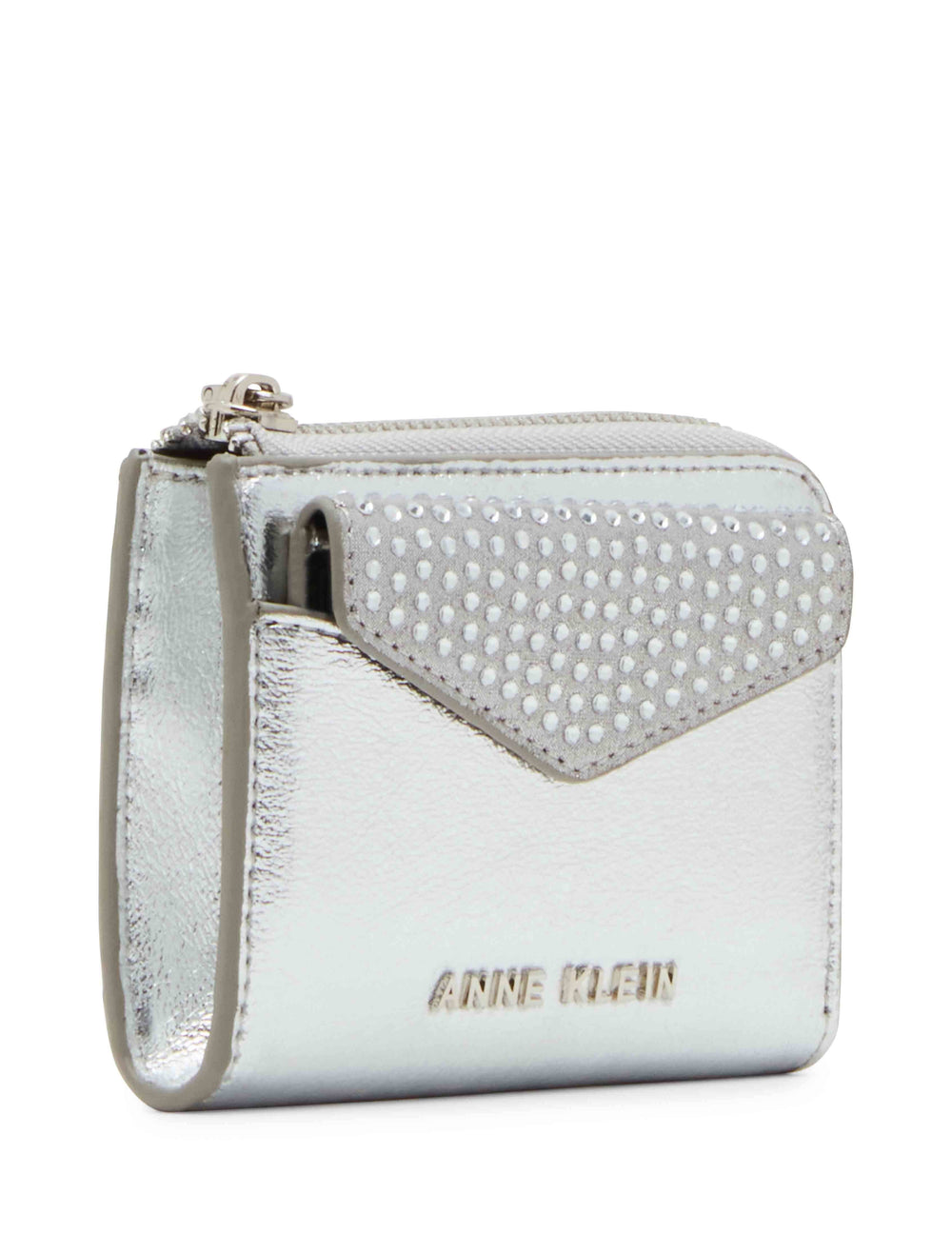 2 Piece Envelope Flap Curved Wallet With Rhinestones - Anne Klein
