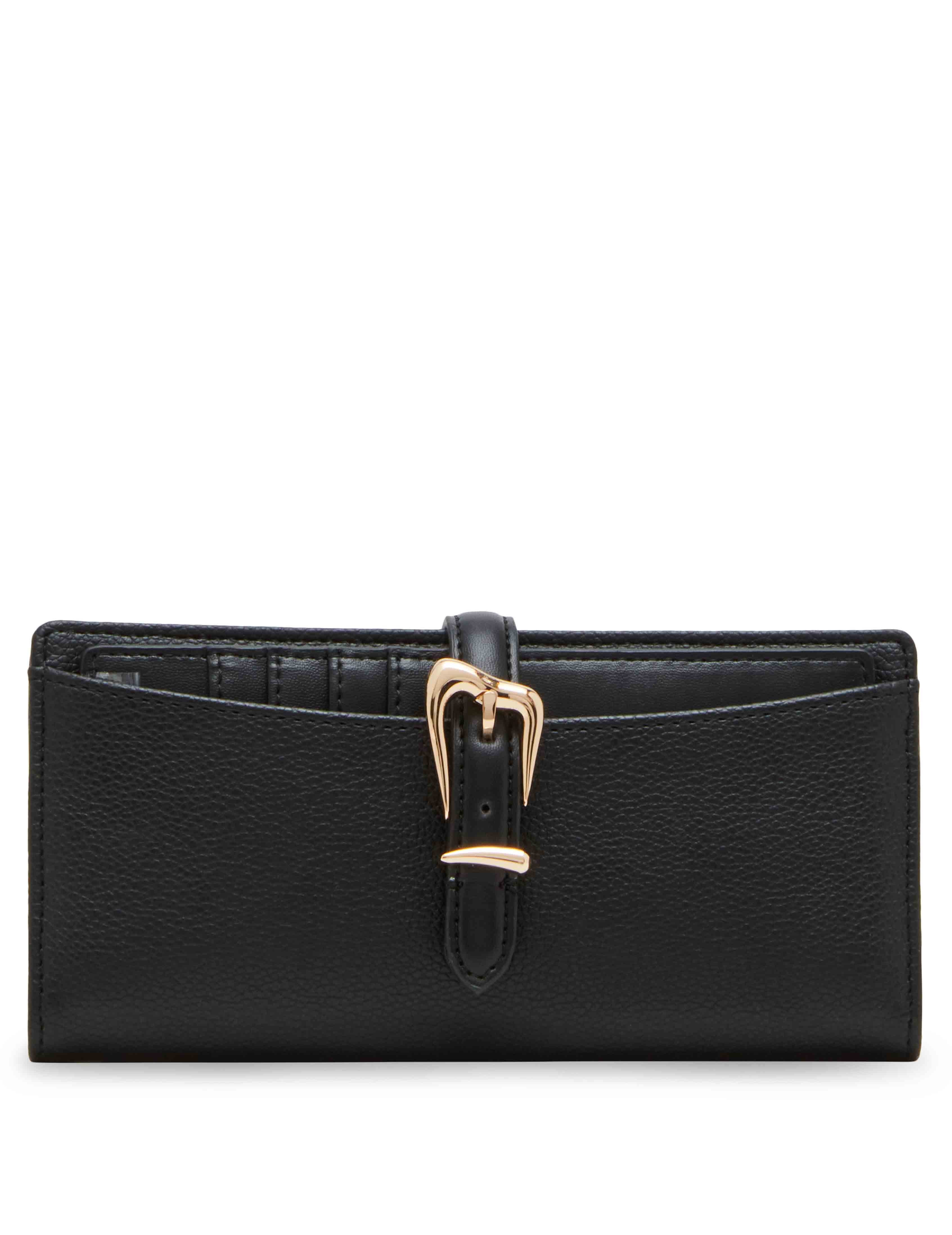 2 Piece Gift Set With Sculpted Buckle Wallet And Removeable Card Organizer - Anne Klein Black