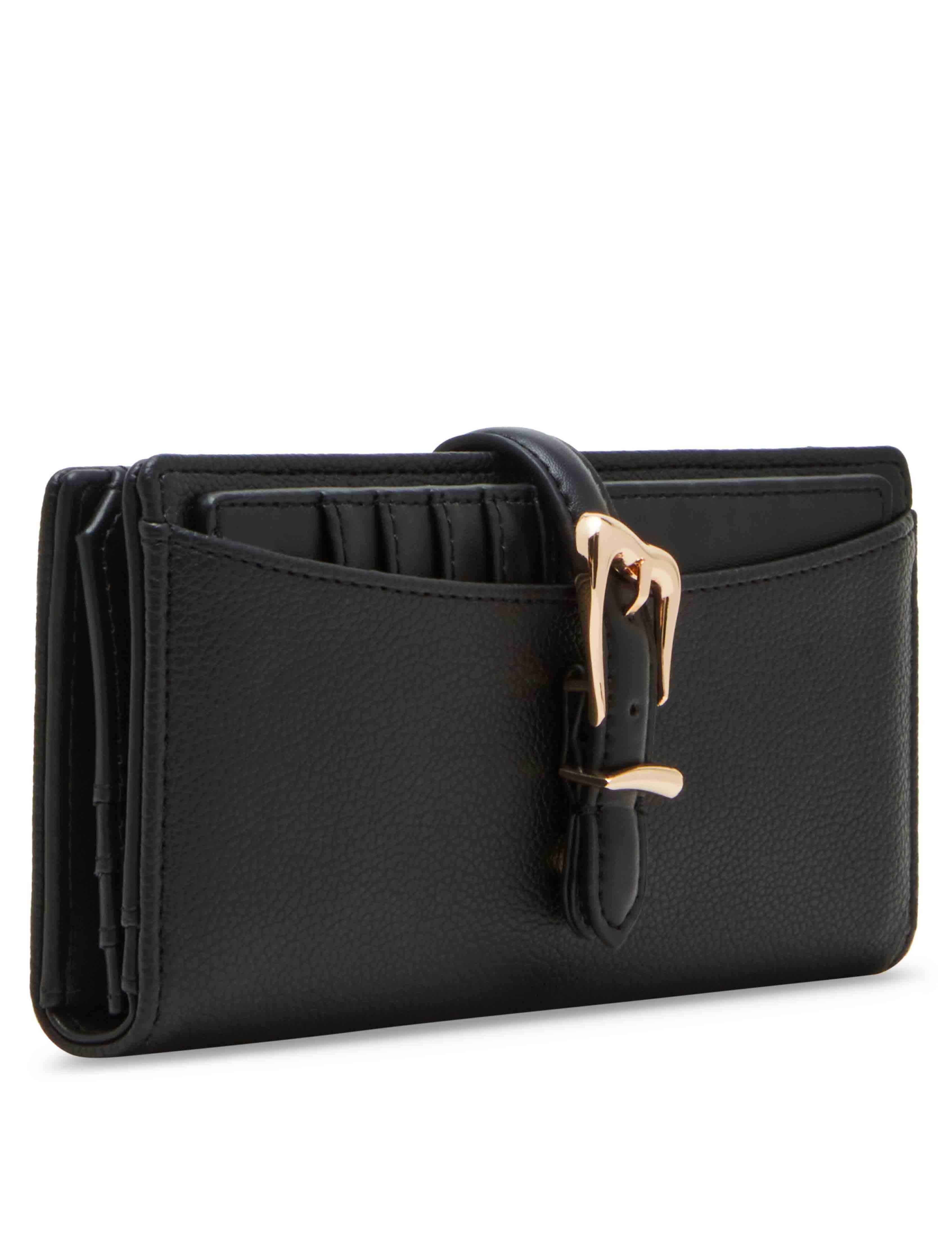 2 Piece Gift Set With Sculpted Buckle Wallet And Removeable Card Organizer - Anne Klein Black
