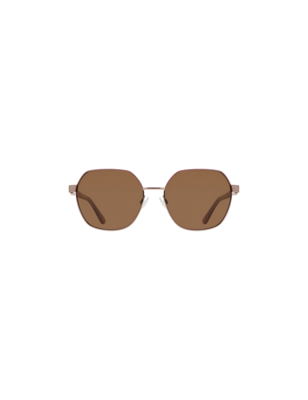 Two-Tone Square Metal Frame Sunglasses - Anne Klein ROSE GOLD