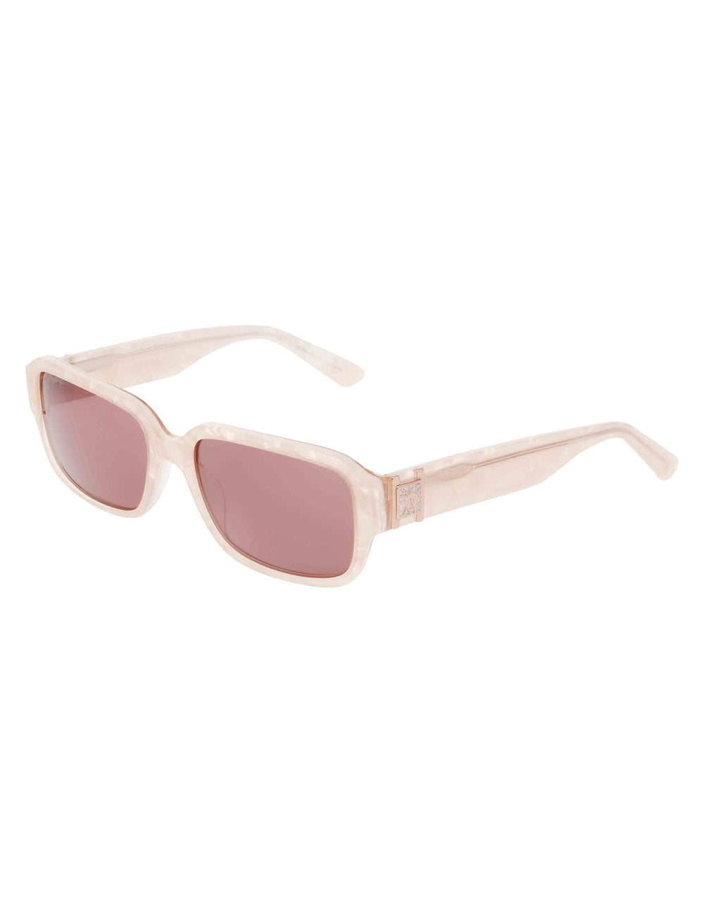 Narrow Rectangle Marbleized Sunglasses - Anne Klein Dusty Pink Pearl