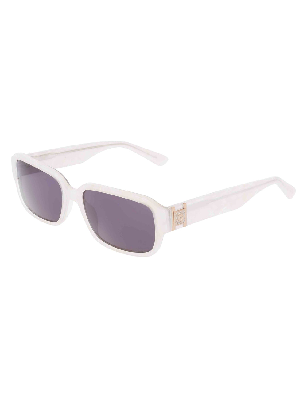 Narrow Rectangle Marbleized Sunglasses - Anne Klein Grey Pearl