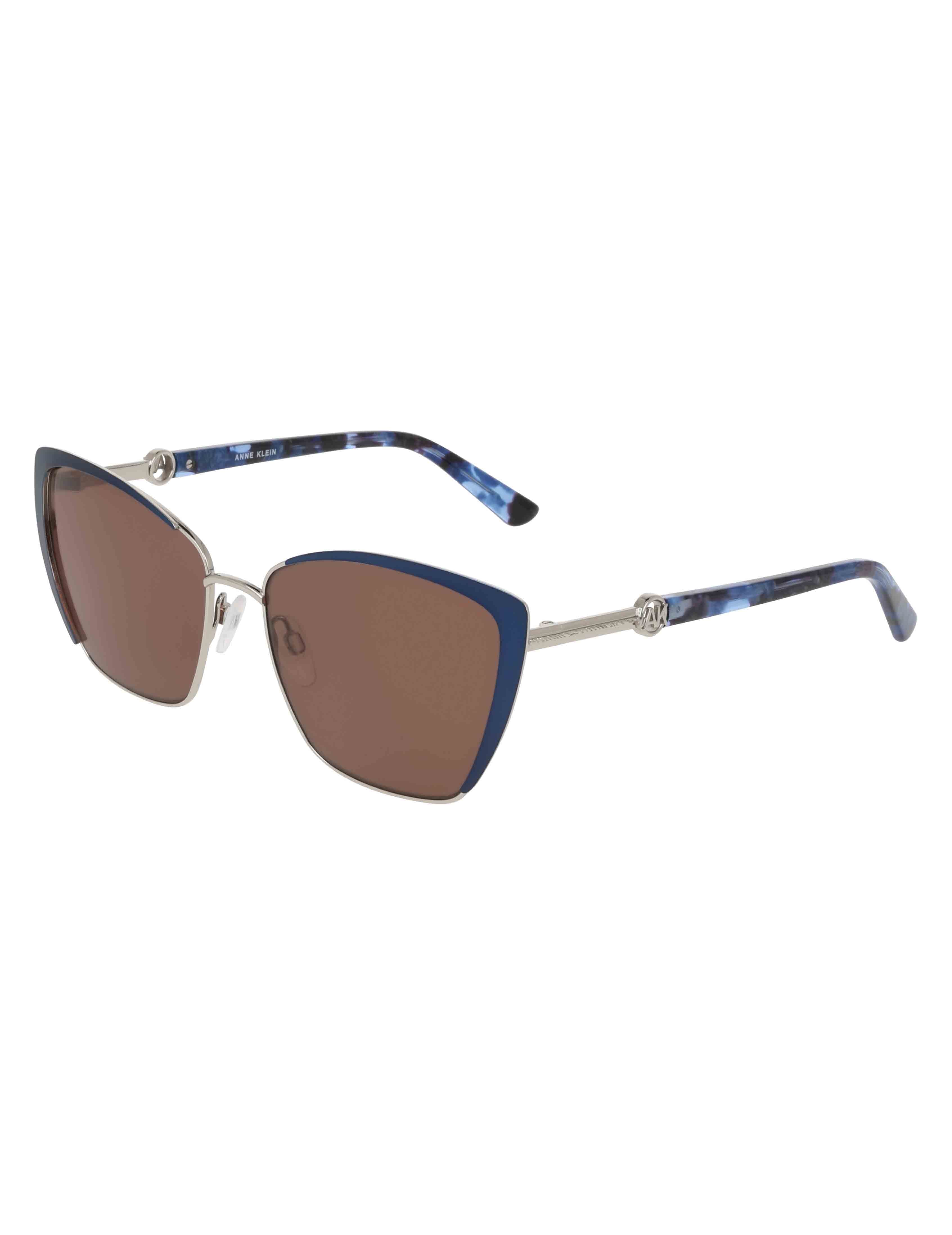 Elegant Metal Cat-Eye Sunglasses - Anne Klein Navy Silver
