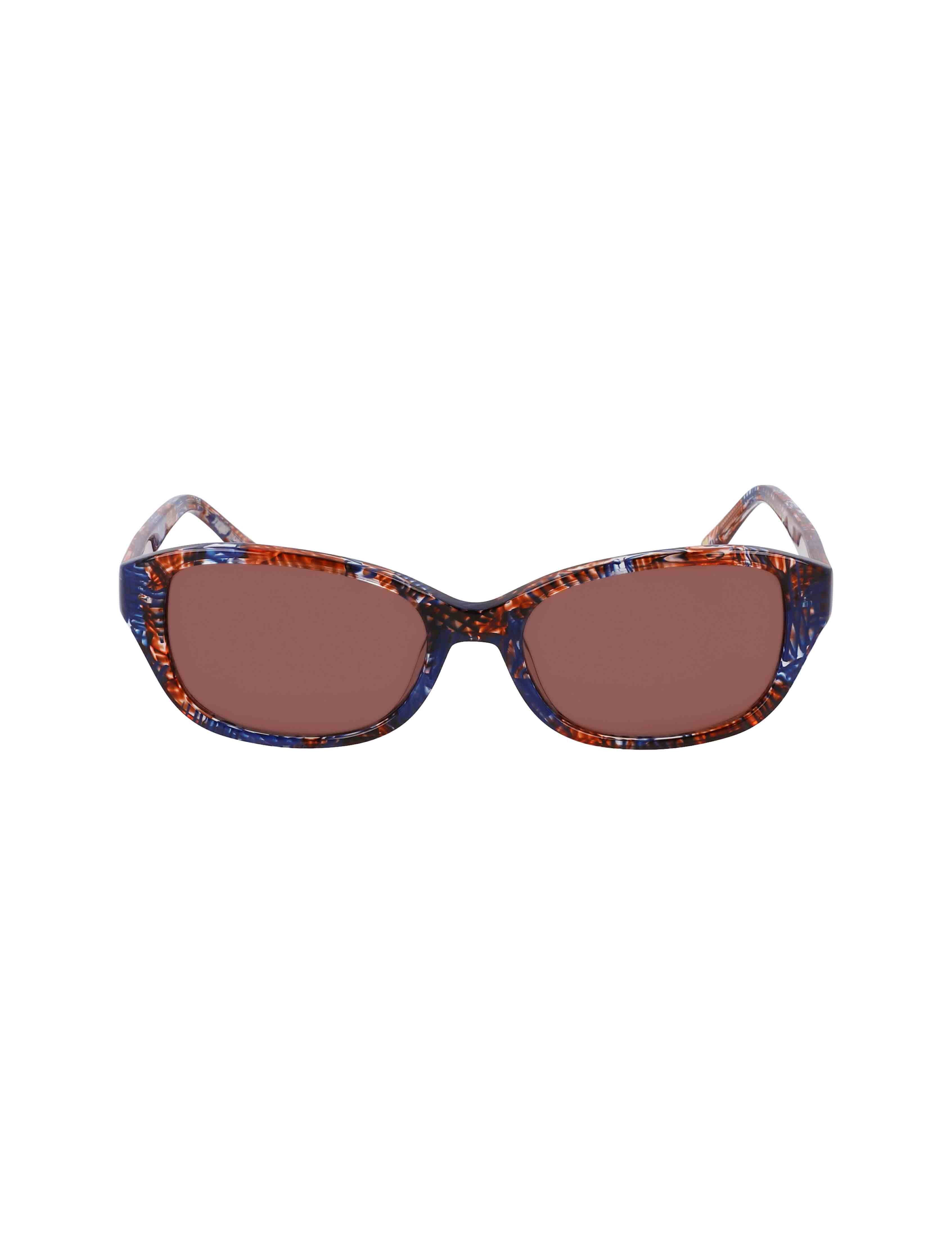 Narrow Rounded Rectangle Sunglasses - Anne Klein NAVY PLAID