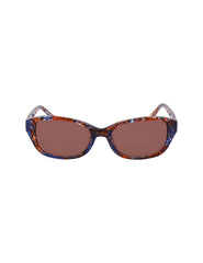 Narrow Rounded Rectangle Sunglasses - Anne Klein NAVY PLAID