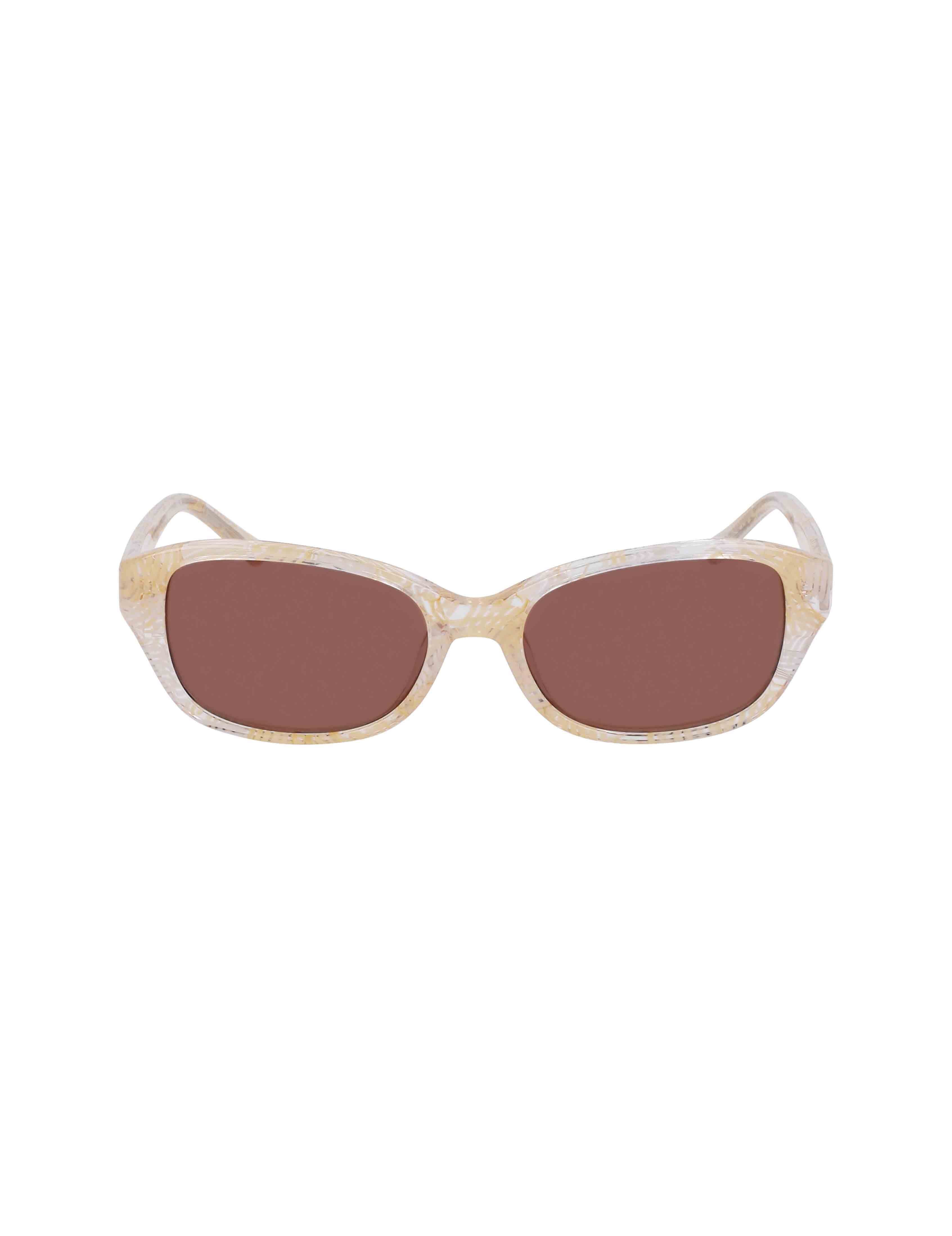 Narrow Rounded Rectangle Sunglasses - Anne Klein IVORY PLAID