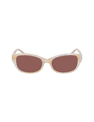 Narrow Rounded Rectangle Sunglasses - Anne Klein IVORY PLAID