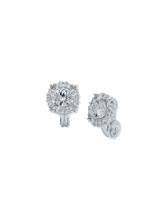 Crystal Pave Clip Earrings in Silver Tone - Anne Klein