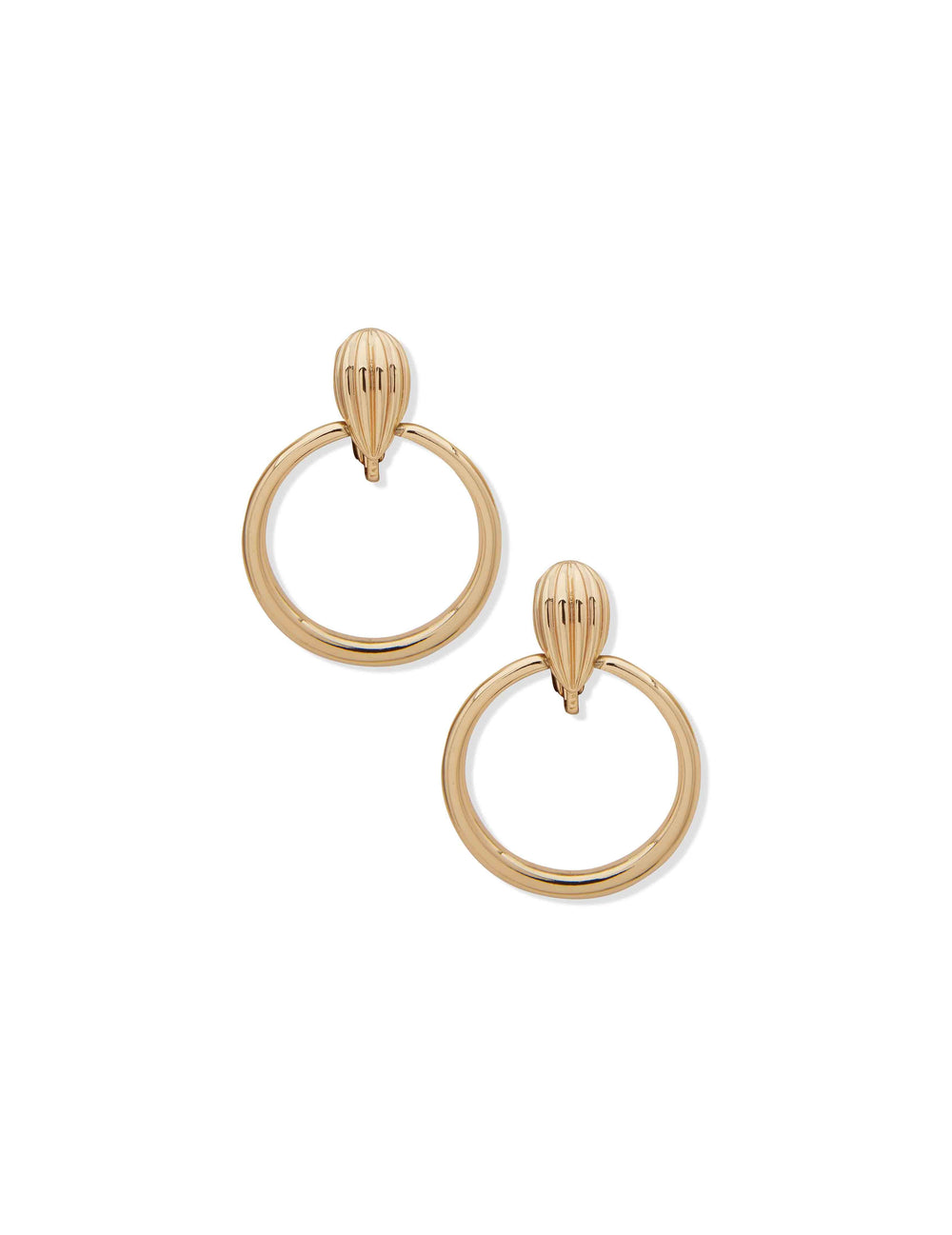 Fluted Hoop Clip Earrings - Anne Klein