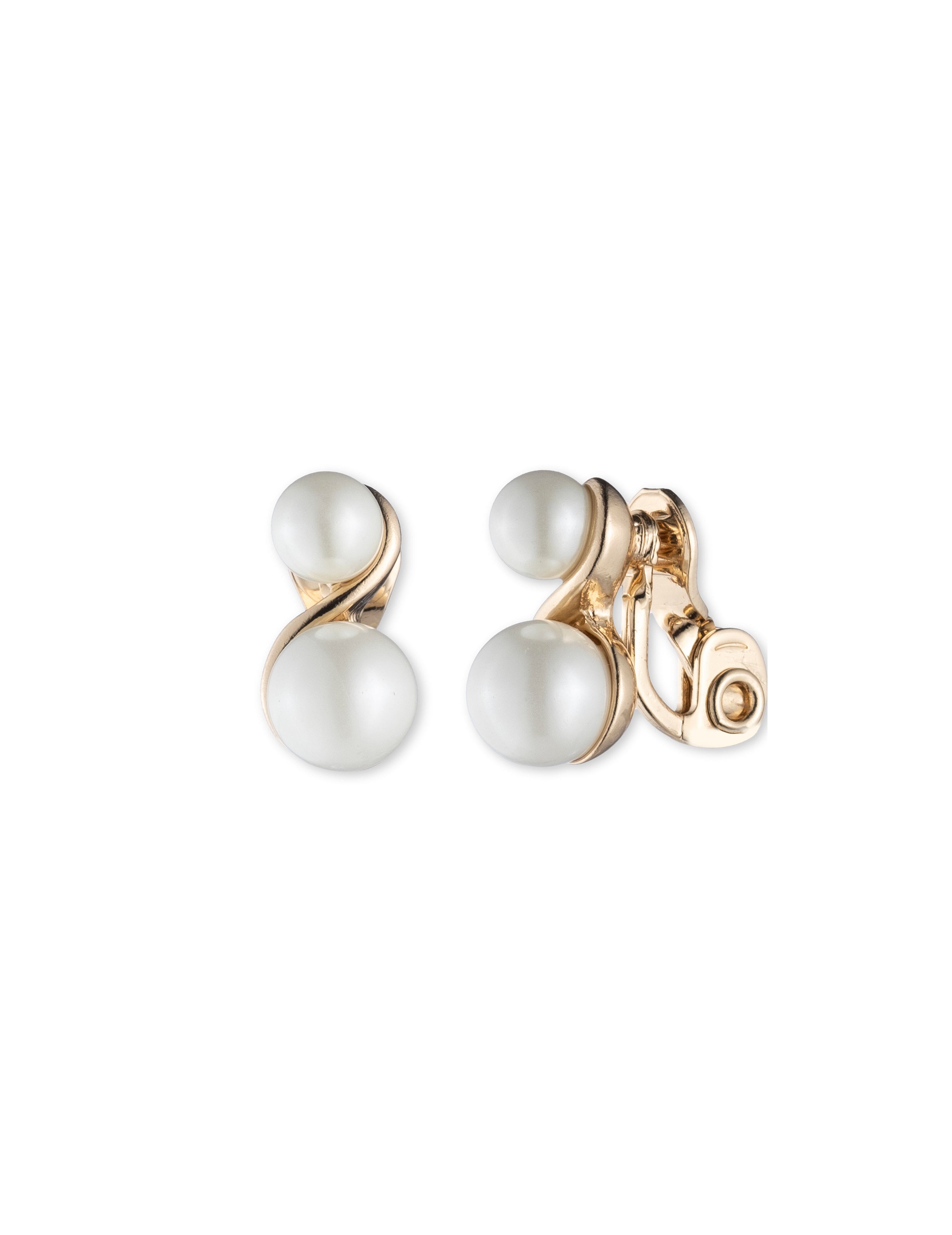 Faux Pearl Clip Earrings, Gold-Tone - Anne Klein