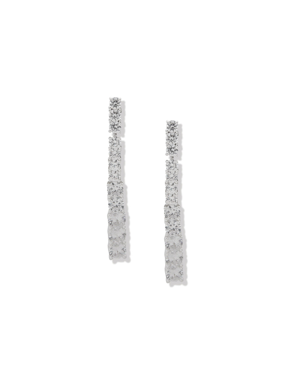 Silver Prong Round Stone Linear Earrings - Anne Klein