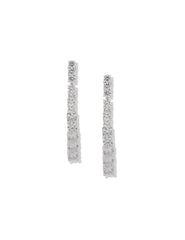 Silver Prong Round Stone Linear Earrings - Anne Klein