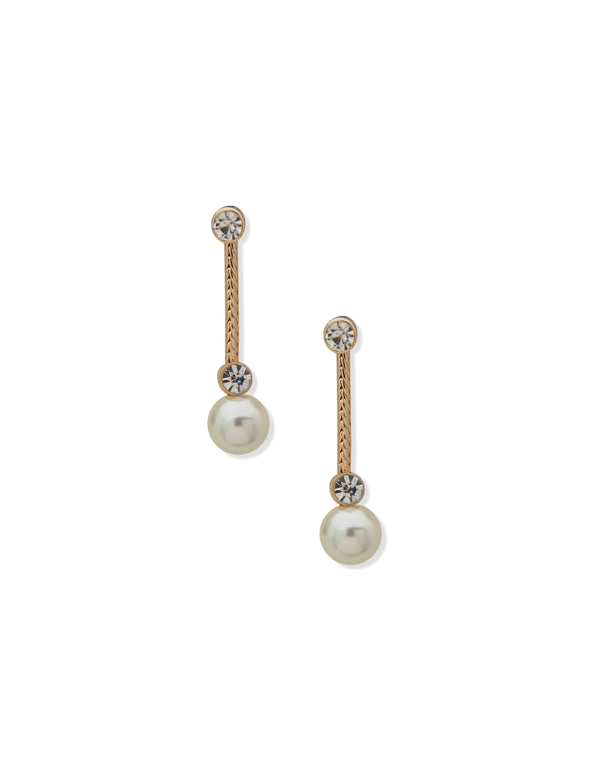 Faux Pearl Linear Drop Earrings - Anne Klein