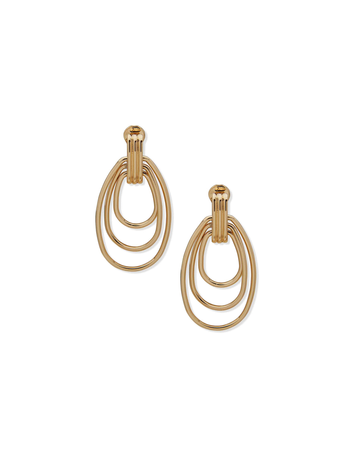 Three-Row Doorknocker Drop Earrings - Anne Klein