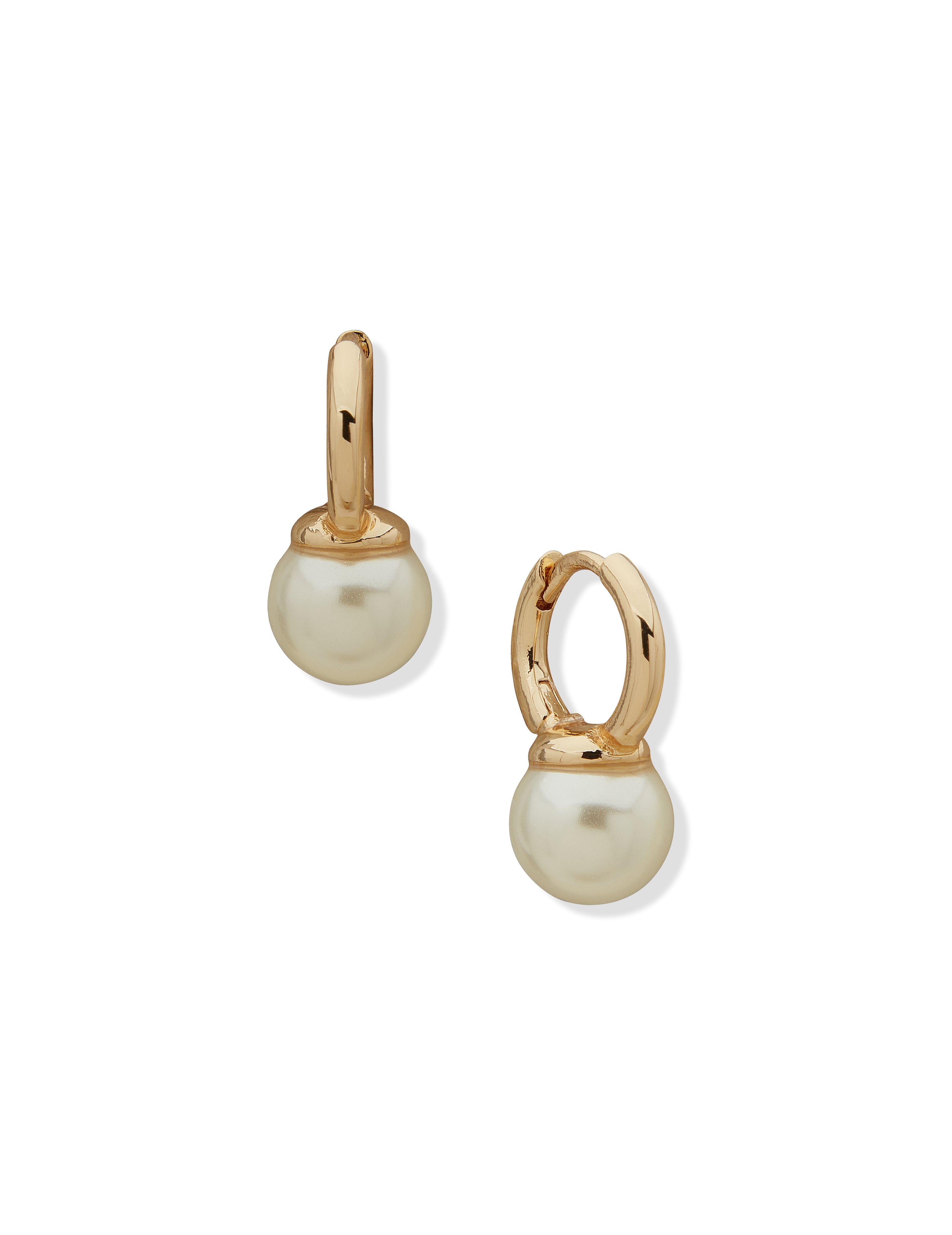 Hoop with Pearl Drop Earrings - Anne Klein