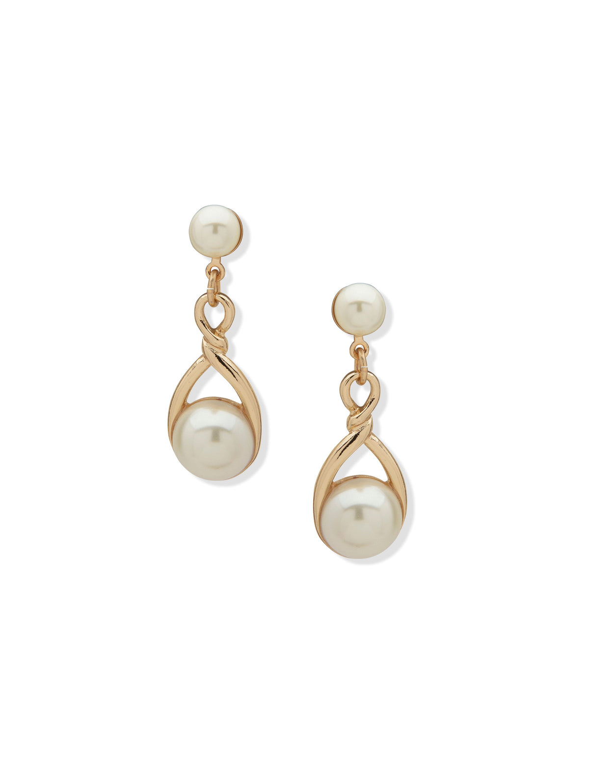Twisted Pearl Post Linear Earrings - Anne Klein