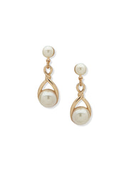 Twisted Pearl Post Linear Earrings - Anne Klein