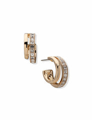 Crystal Double Hoop Earrings - Anne Klein