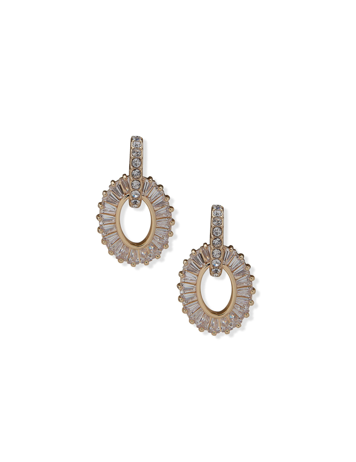 Crystal Pave Baguette Drop Earrings - Anne Klein