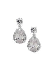 Halo Pear Drop Studs Silver - Anne Klein