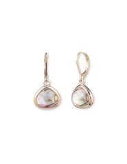 Abalone Stone Gold-Tone Drop Earrings - Anne Klein