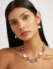 Abalone Stone Gold-Tone Drop Earrings - Anne Klein