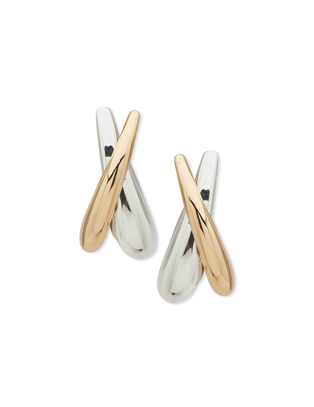 Two Tone Criss Cross Earrings - Anne Klein