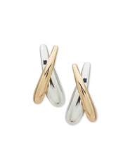 Two Tone Criss Cross Earrings - Anne Klein