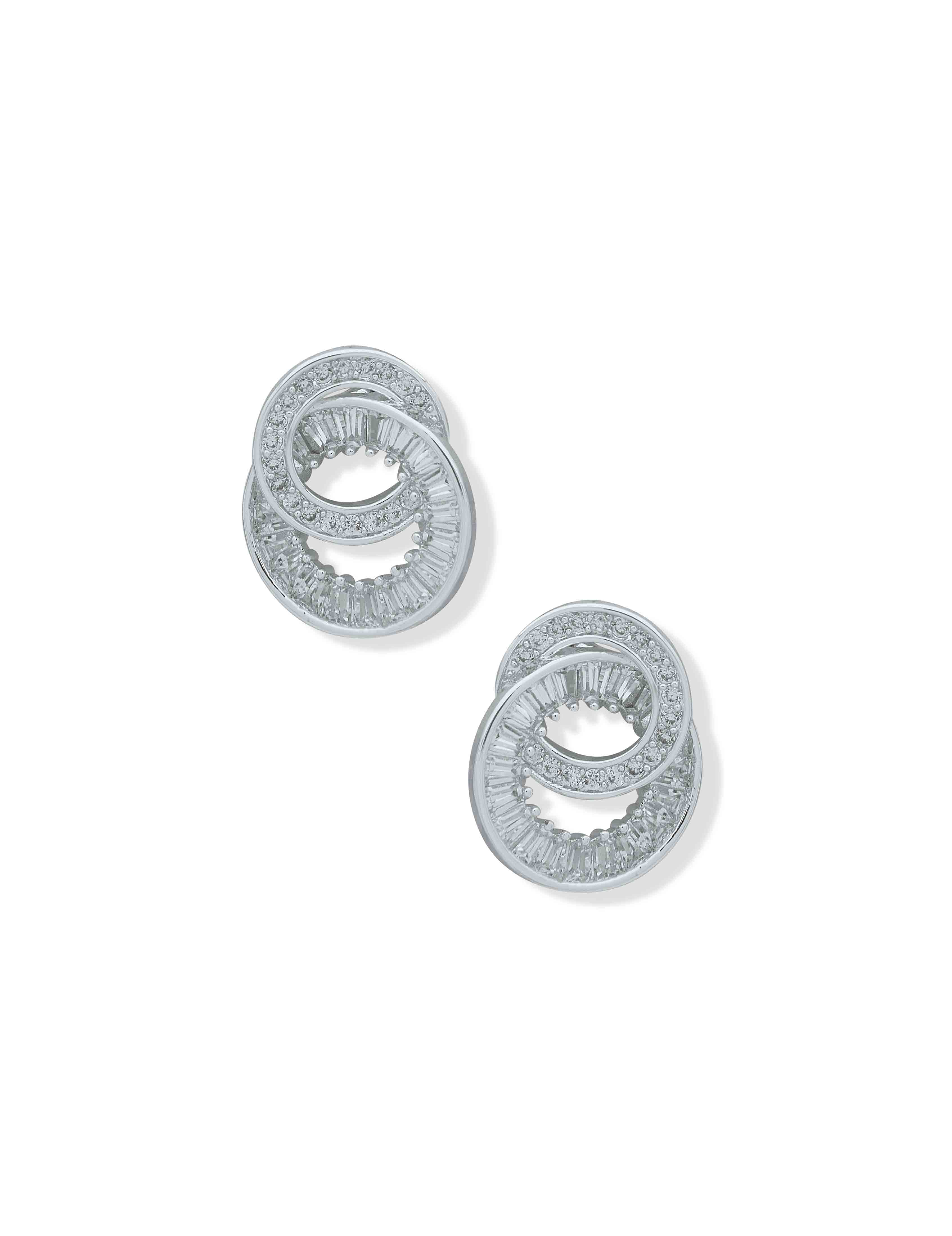 CZ Interlocked Circle Earrings - Anne Klein