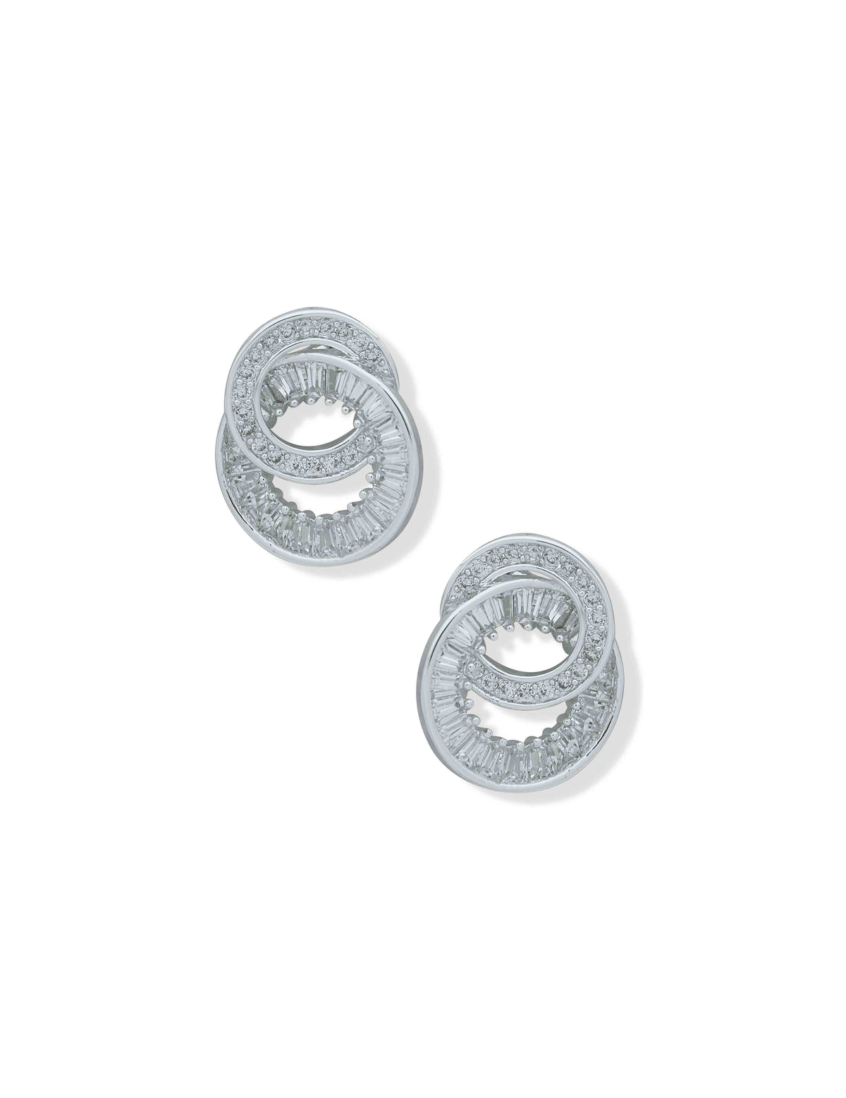 CZ Interlocked Circle Earrings - Anne Klein