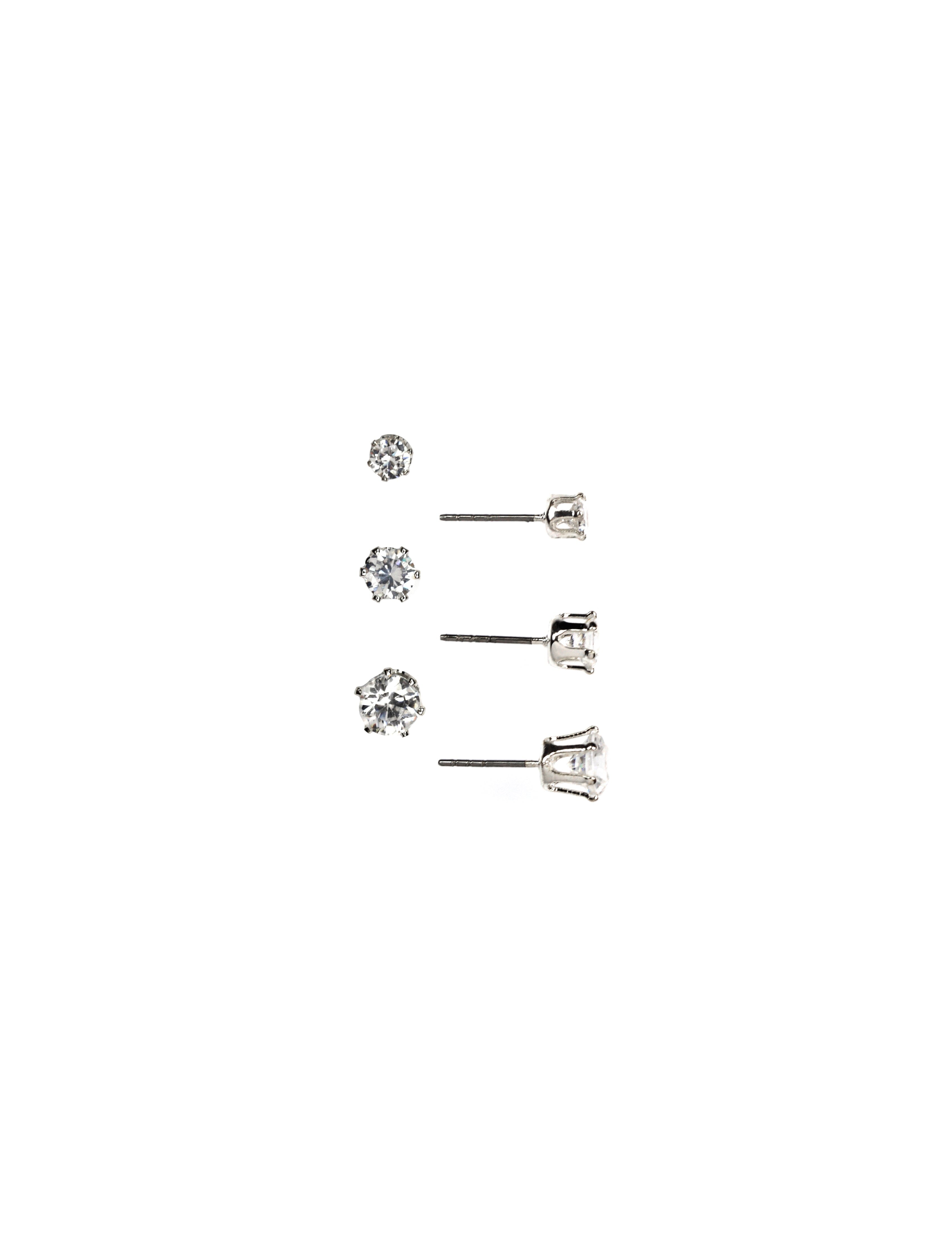 Crystal CZ Stud Earrings Set of 3 - Anne Klein