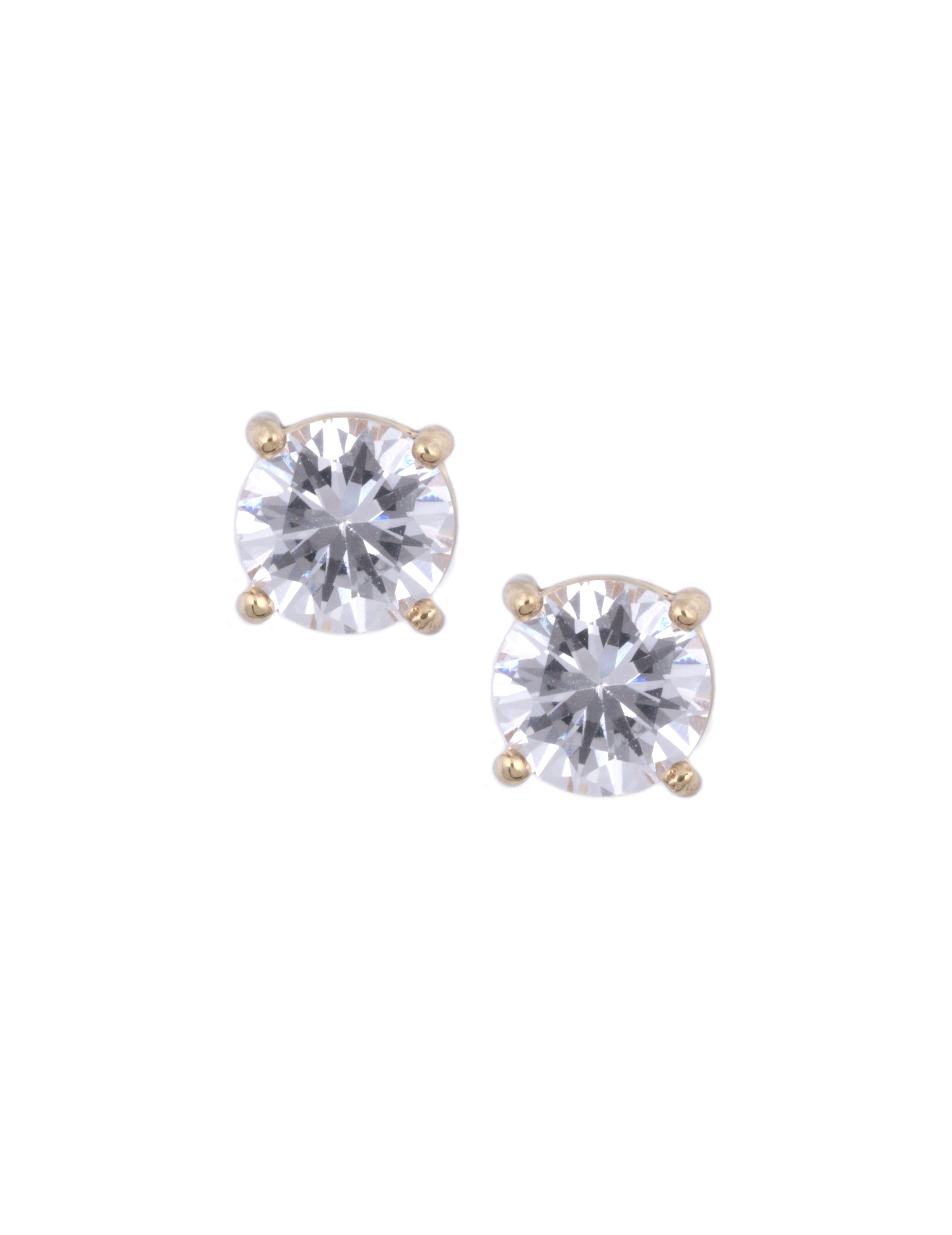 8MM CZ Stud Earrings in Gold-Tone - Anne Klein