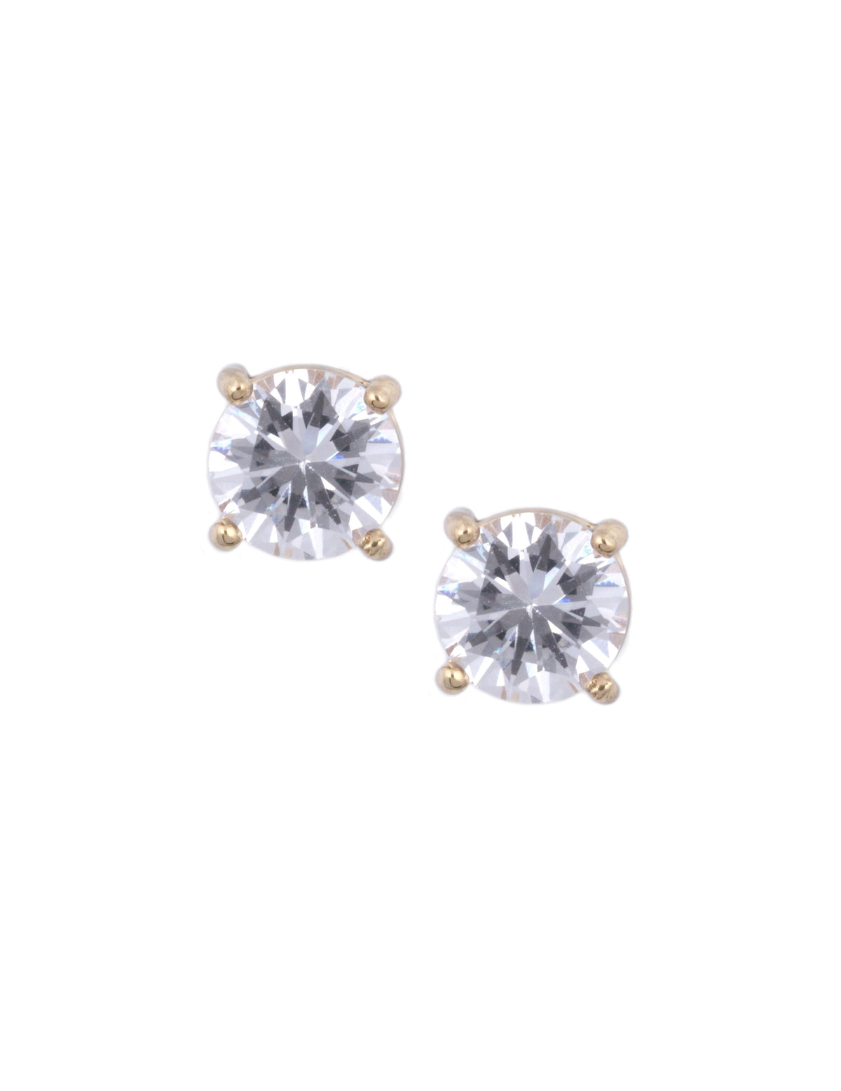 8MM CZ Stud Earrings in Gold-Tone - Anne Klein