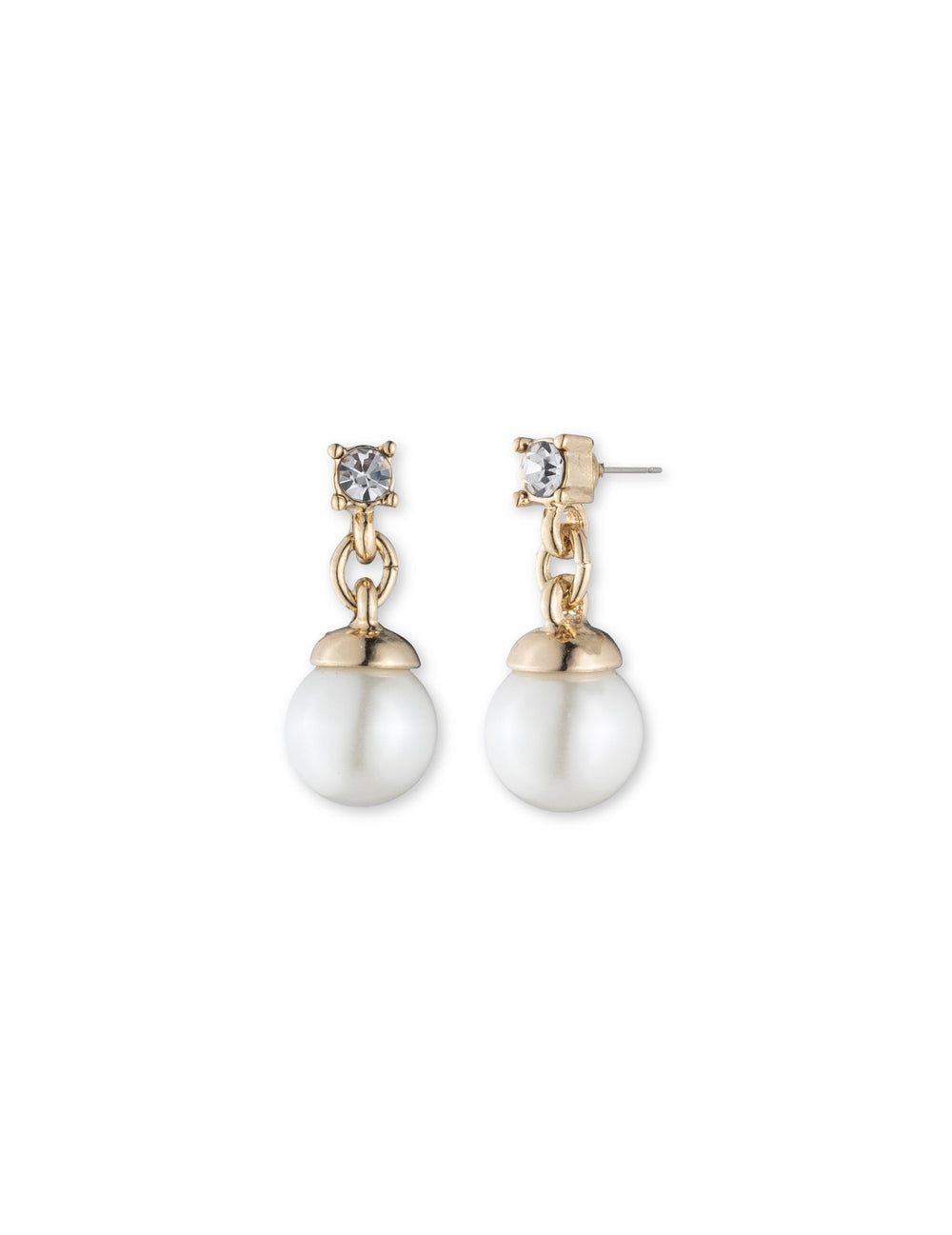 Faux Pearl Drop Earrings with Crystal Stud - Anne Klein