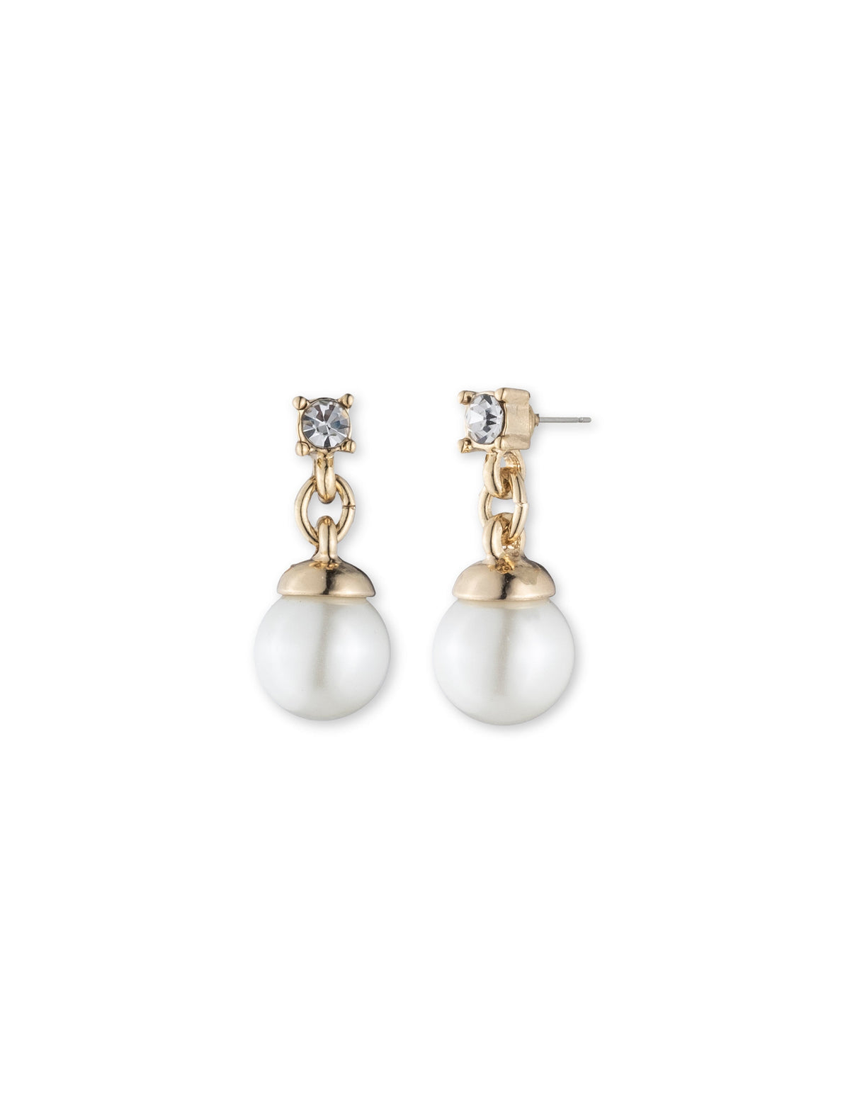 Faux Pearl Drop Earrings with Crystal Stud - Anne Klein