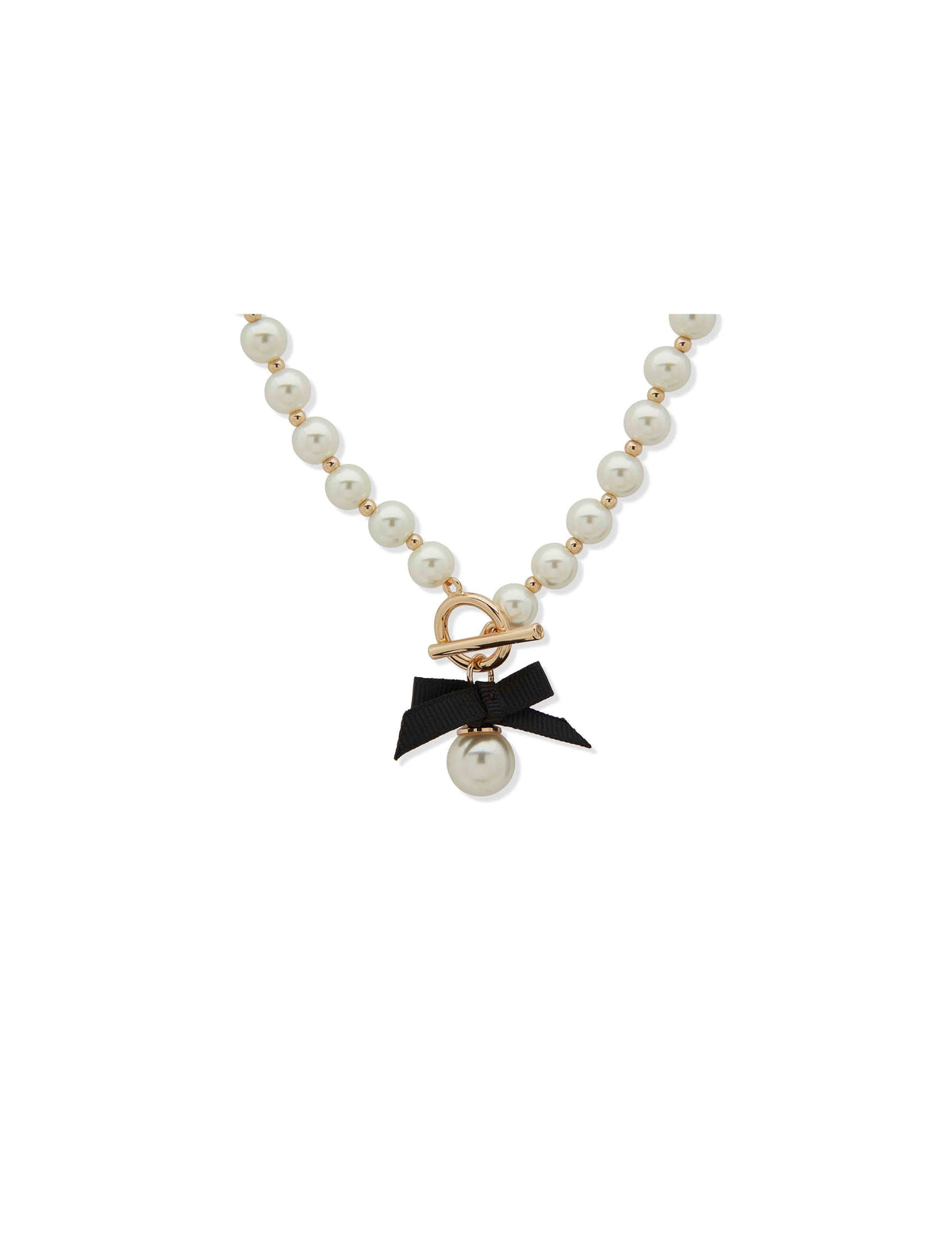 Bow Toggle Necklace - Gold/Pearl - Anne Klein