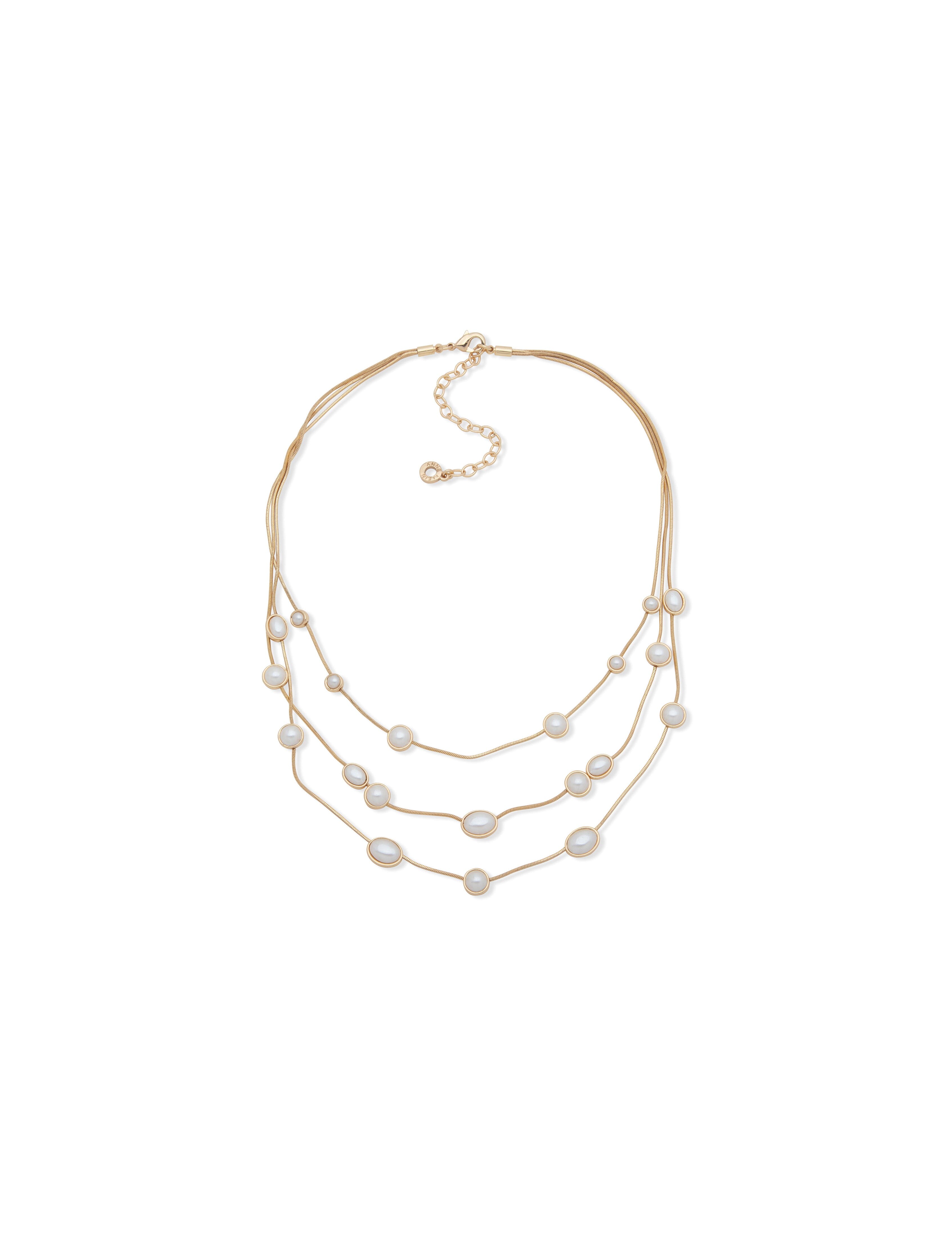 16IN Stone Statement Multirow Necklace - Anne Klein