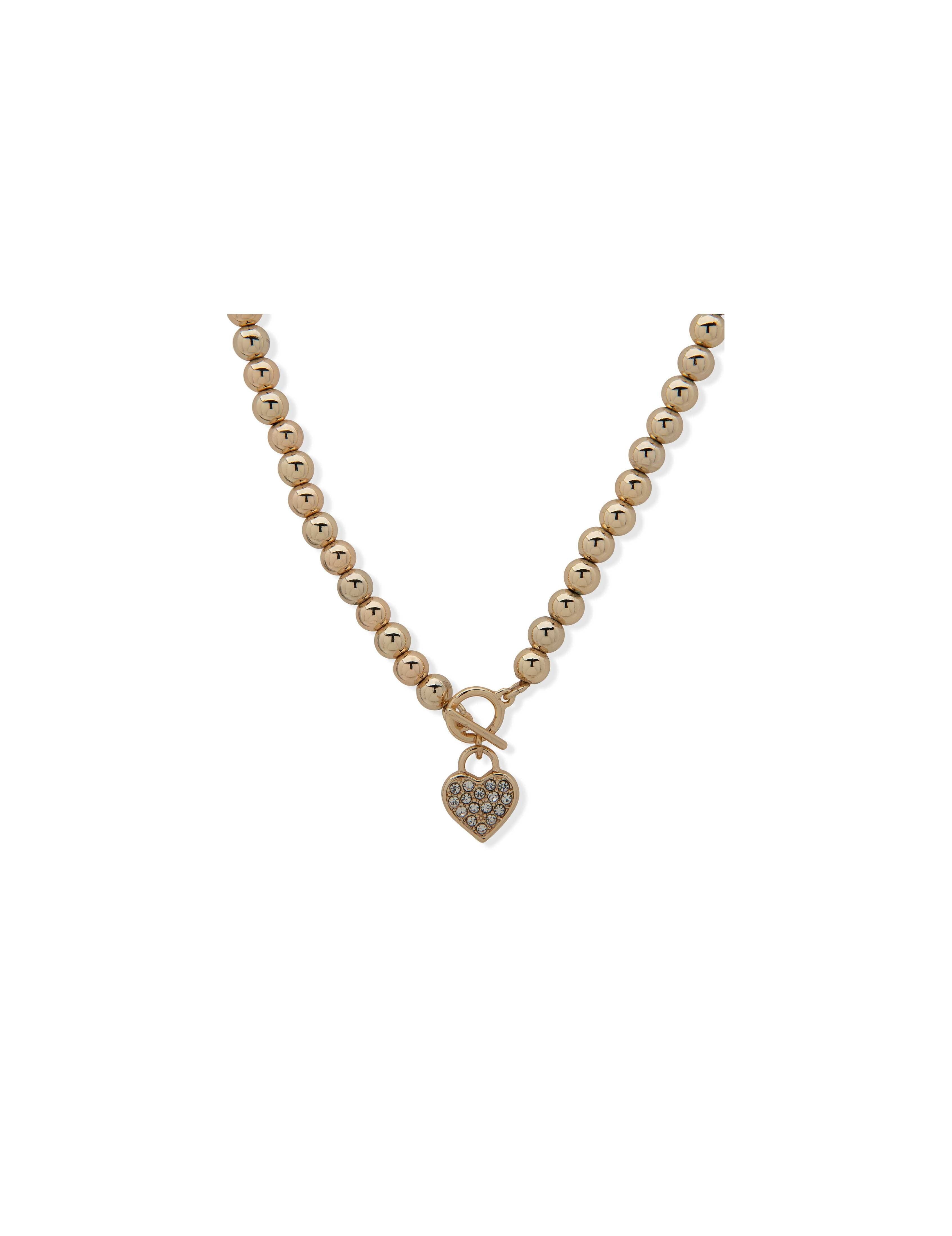Crystal Heart Beaded Toggle Necklace - Anne Klein