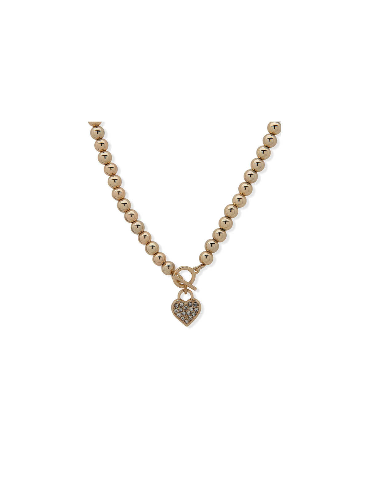 Crystal Heart Beaded Toggle Necklace - Anne Klein