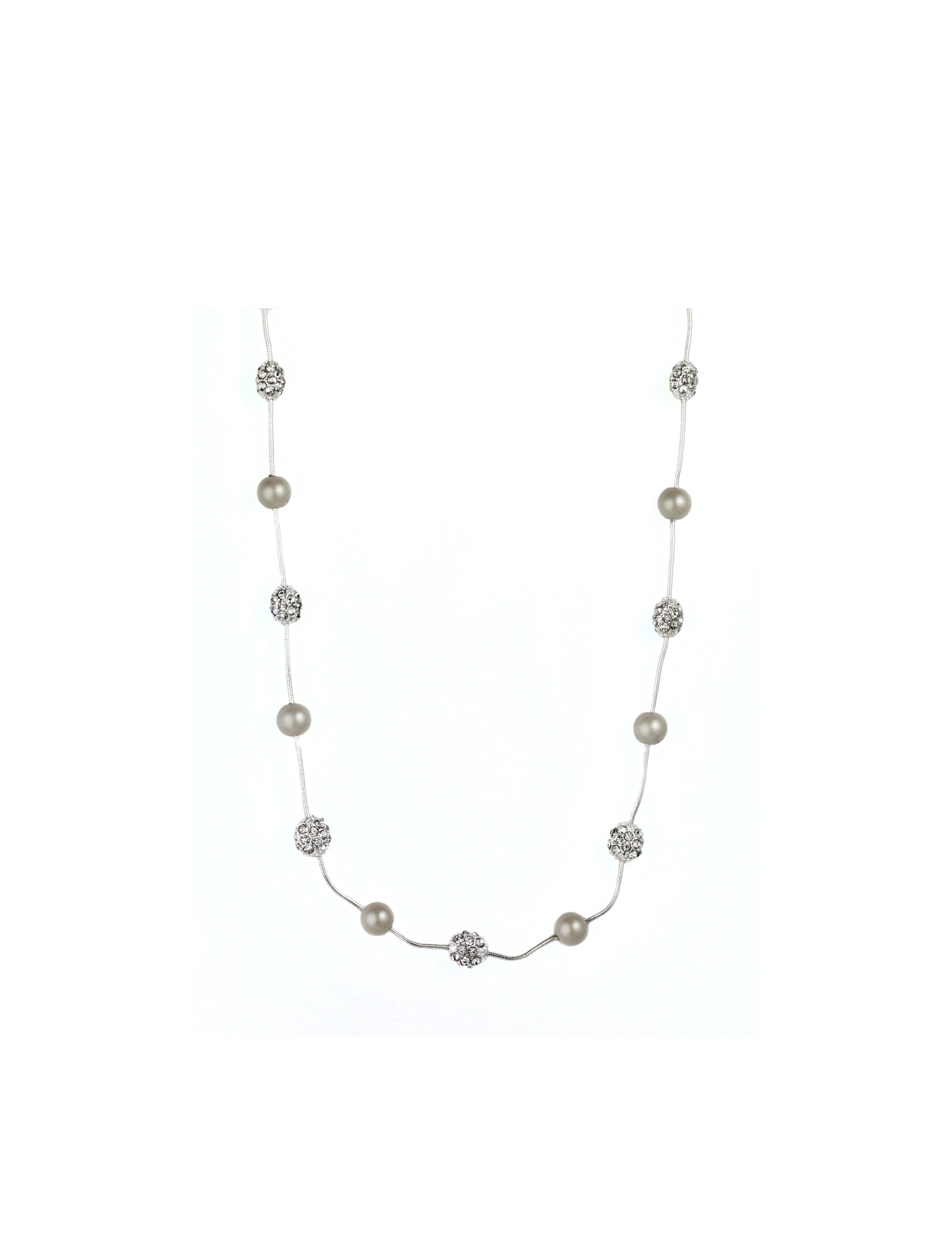 Faux Pearl & Crystal Fireball Station Necklace - Anne Klein