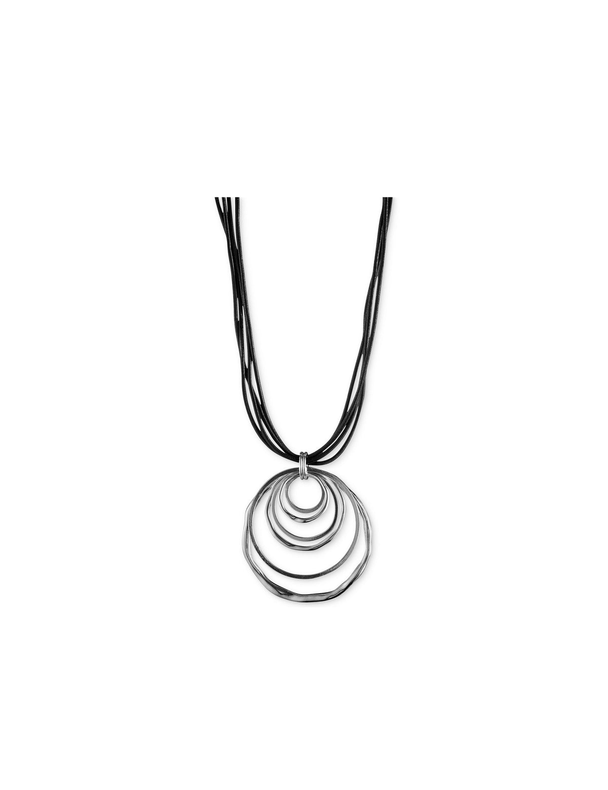 Multi Hoop Pendant Necklace Silver & Black - Anne Klein