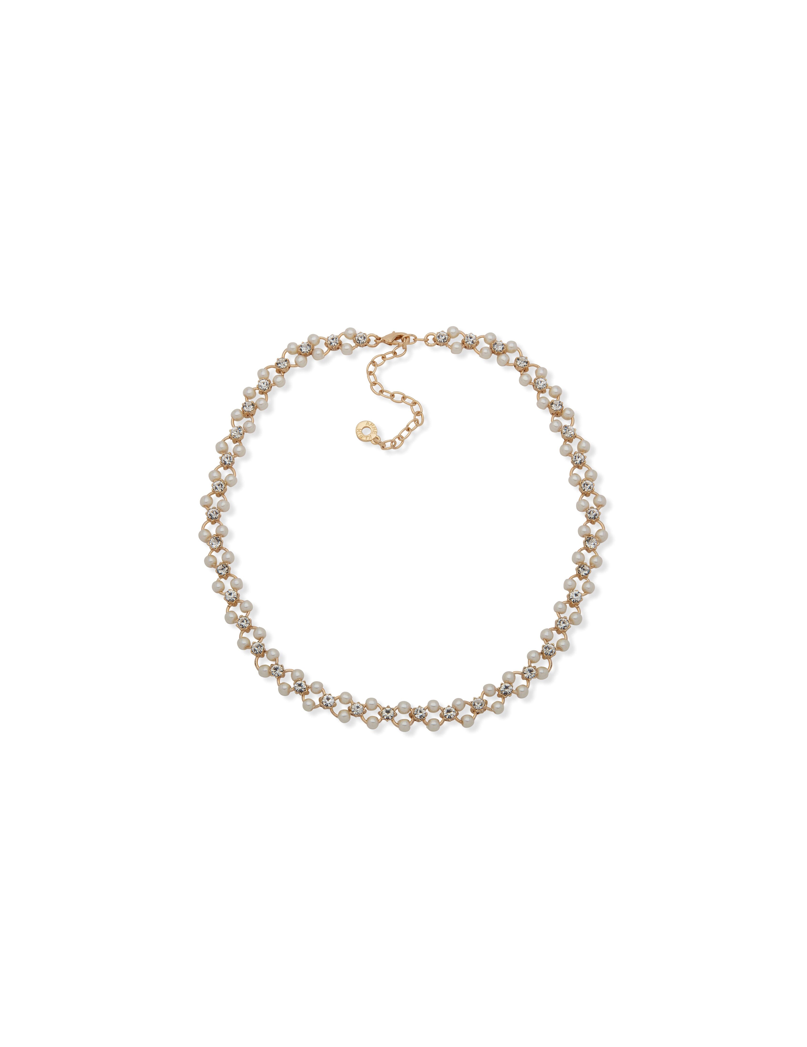 Open Faux Pearl Station Collar Necklace Gold - Anne Klein