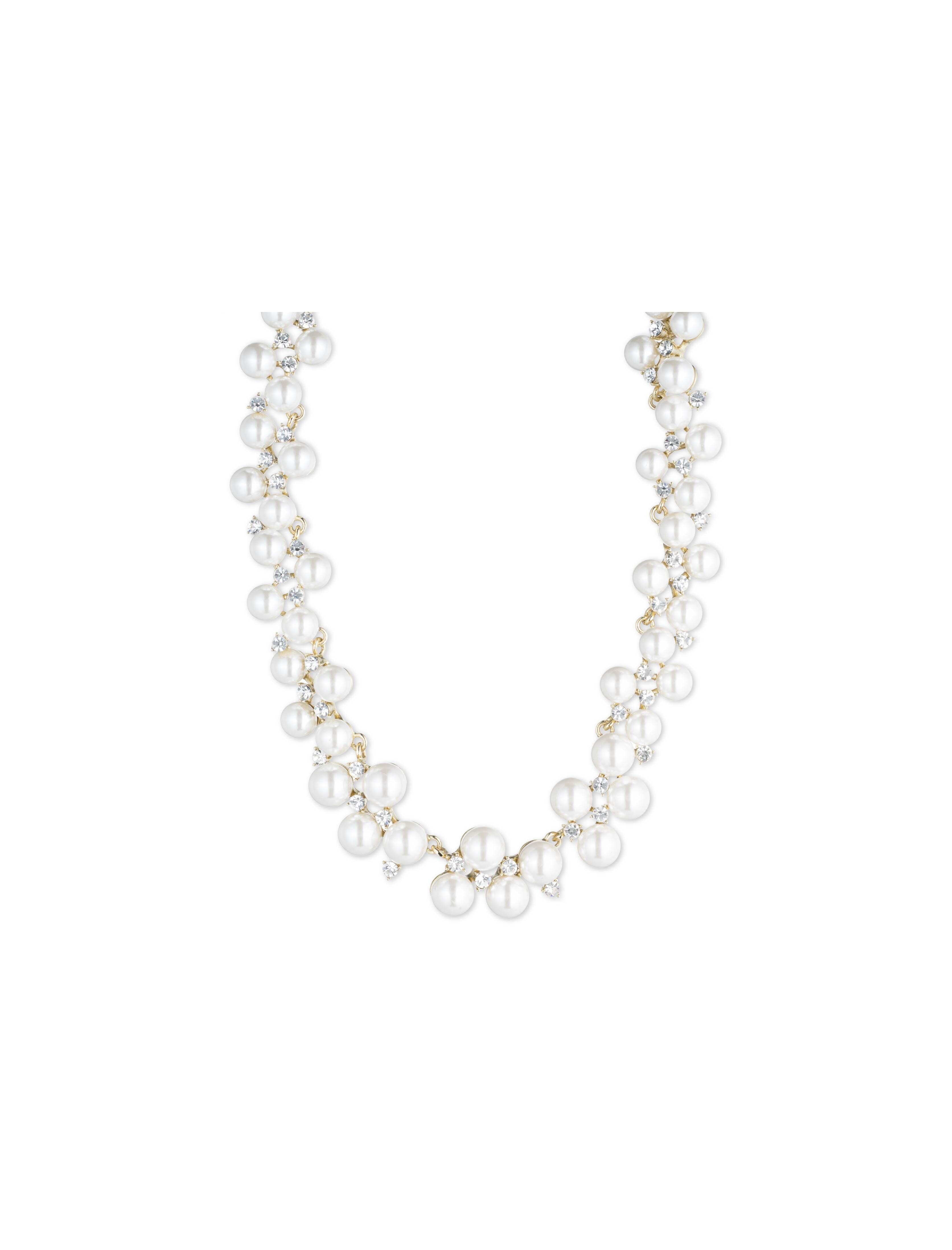Clustered Faux Pearl & Crystal Necklace - Anne Klein
