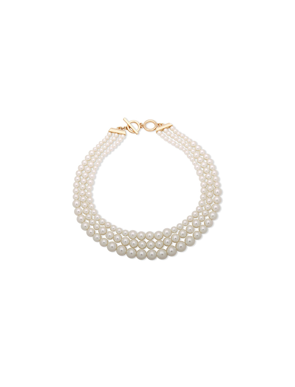 Multi Row Faux Pearl Collar Necklace - Anne Klein