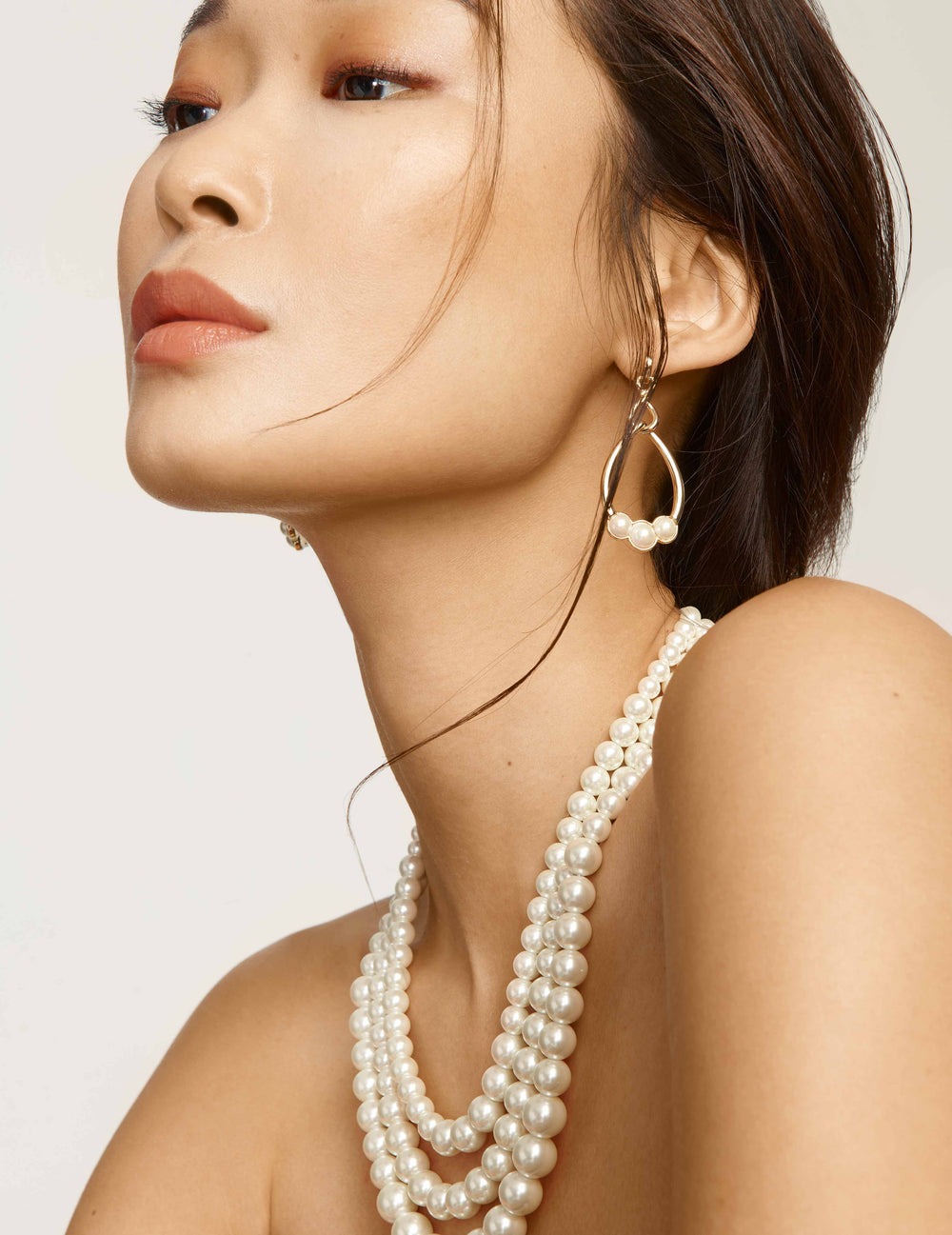 Multi Row Faux Pearl Collar Necklace - Anne Klein